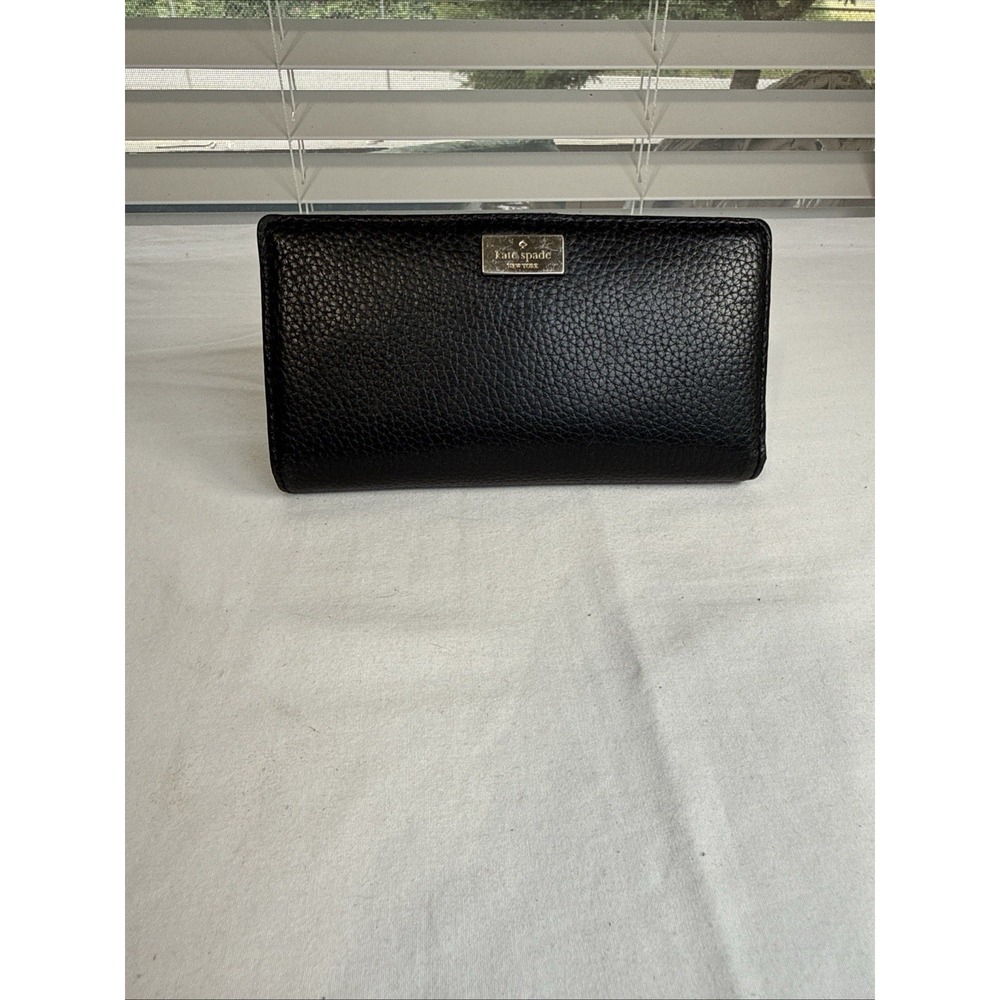 Kate Spade New York Black Leather Wallet 6.75"X 3.5". Gold Hardware.